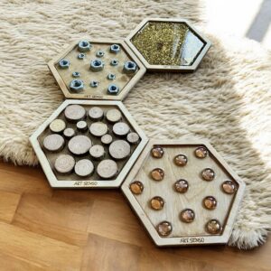 MALUSZKOWO - zestaw 4 paneli sensorycznych na małe stópki - ścieżka sensoryczna heksagon