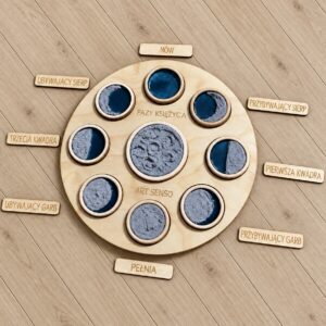 Fazy Księżyca z tabliczkami - panel sensoryczny sorter Montessori