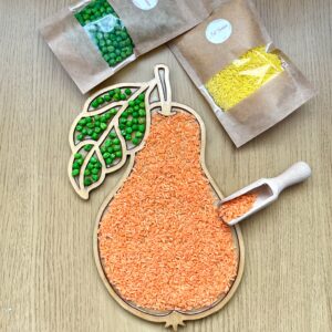 Gruszka - drewniana wysypywanka sensoryczna