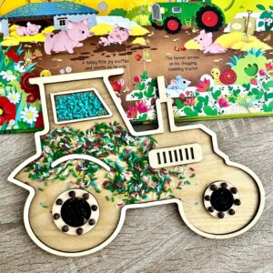 Traktor - drewniana wysypywanka sensoryczna wersja 1