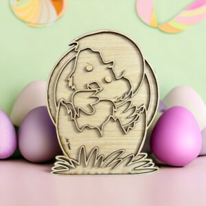 Kurczaczek w skorupce wersja 1 - drewniana wysypywanka sensoryczna przesypywanka