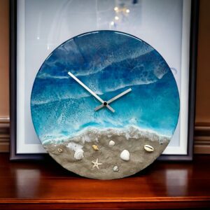 Zegar ścienny morski niebieski – dekoracja z motywem oceanu
