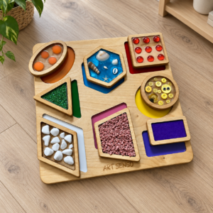 Sensoryczne Kształty - drewniany sorter sensoryczny Montessori do nauki kształtów i kolorów